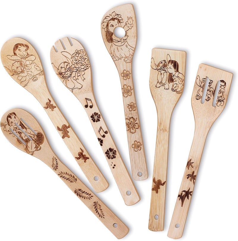 LeafyLane Stitch Wooden Spoons For Cooking Stitch Kitchen Decor House Warming Gift For Men And Women (stitch spoons) - Image 1